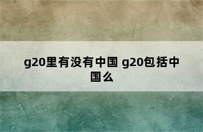 g20里有没有中国 g20包括中国么